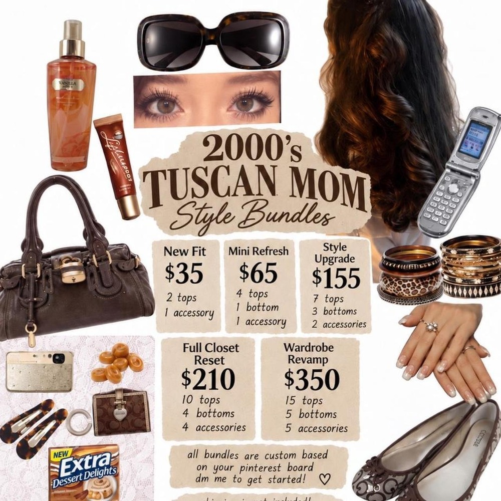 Custom 2000s Tuscan Mom Style Bundle Y2K Aesthetic Pinterest Curated Wardrobe